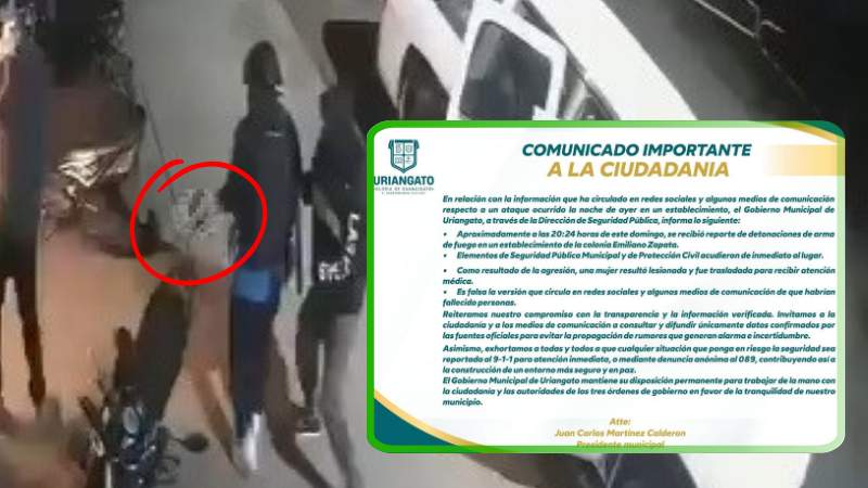 Desmiente Gobierno de Uriangato masacre en cantina; solo una mujer quedó herida a pesar de la metralla