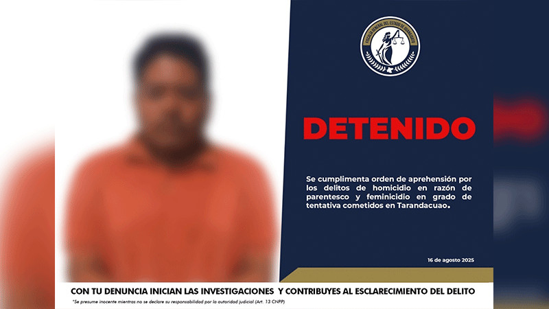 Detienen en Tarandacuao a hombre acusado de asesinar a su hijo y atacar a su esposa